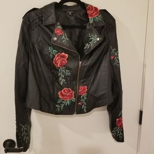 Torrid floral studded leather jacket